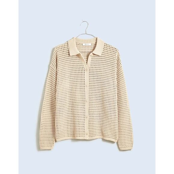 MADEWELL Open-Stitch Polo Cardigan Sweater Size small - Picture 6 of 11